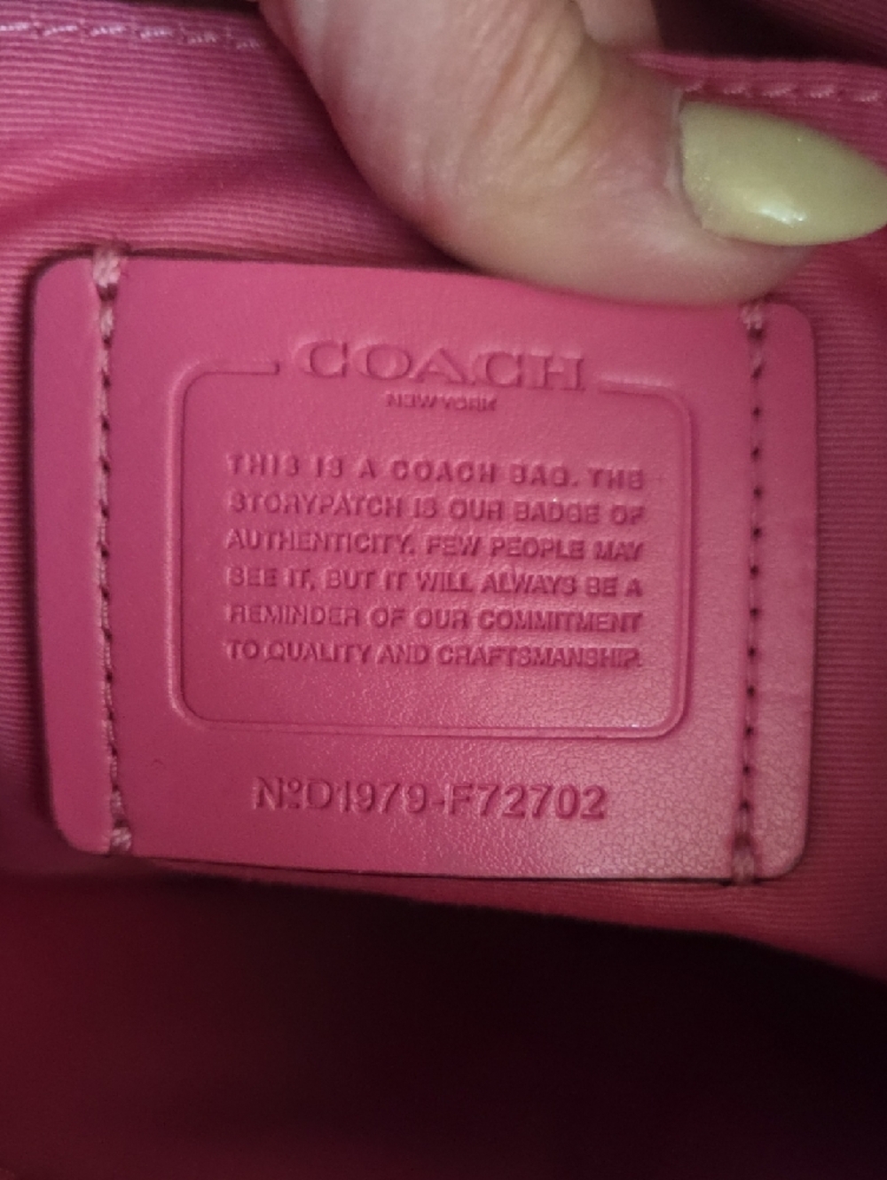 Coach Hot Pink Pebbled Leather Shoulder Bag with Striped Strap - Picture 5 of 6